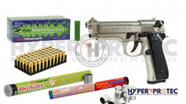 Pack Défense pistolet alarme Bruni New police chromé