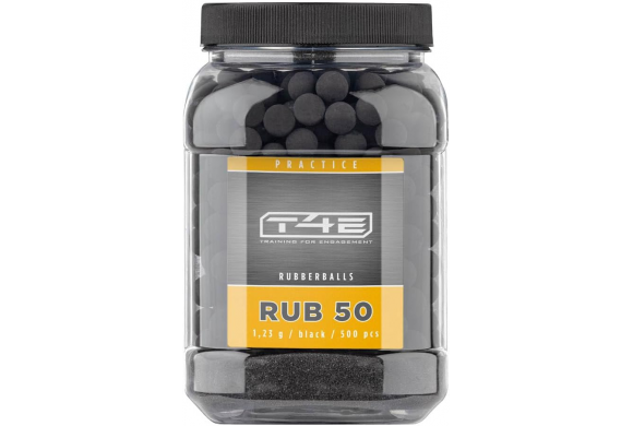 500 Balles caoutchouc T4E Cal.50 Rubberball noire mat