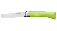 Couteau Mon Premier Opinel lame arrondie manche en vert pomme