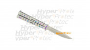 Couteau papillon Crossnar rainbow manche gris lame lisse